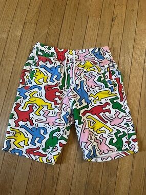 Keith Haring x H&M Multicolor Graphic Figure Athletic Shorts